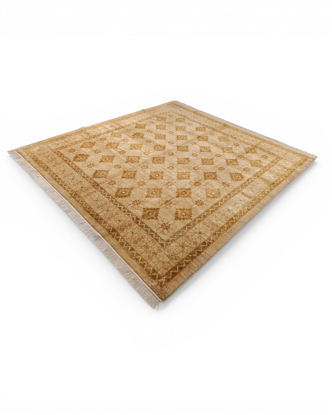 Gold Pakistani Jaldar, Hand-Knotted Wool Rug
