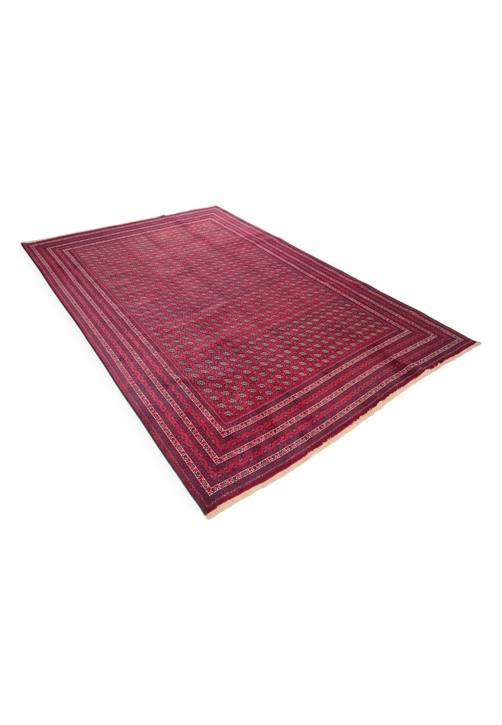 Wine Red Khoja Roshnai, Hand-Knotted Wool Rug