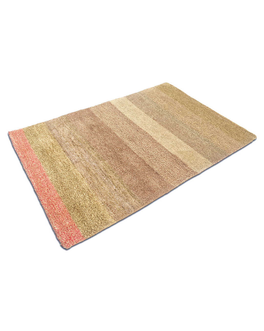 Earth &amp; Coral Stripe Gabbeh, Hand-Knotted Afghan Wool Rug