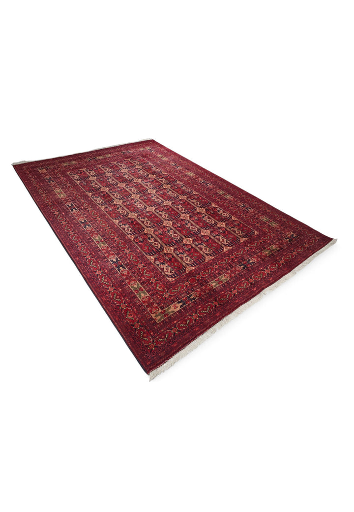 Deep Burgundy Panel Khal Mohammadi Rug, Hand-Knotted Wool