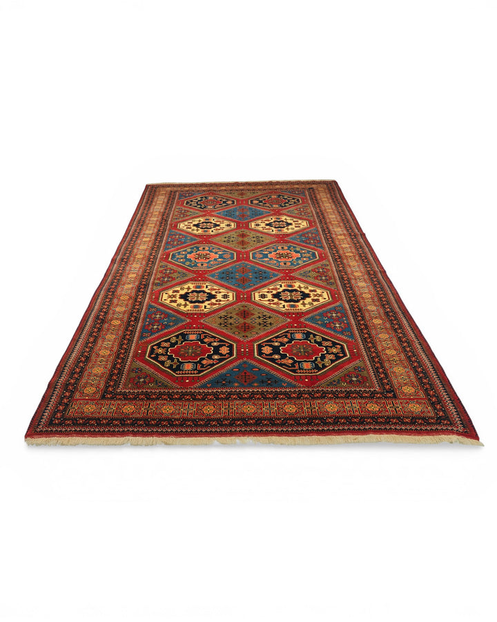 Multicolour Panel Pakistani Jaldar, Hand-Knotted Wool Rug