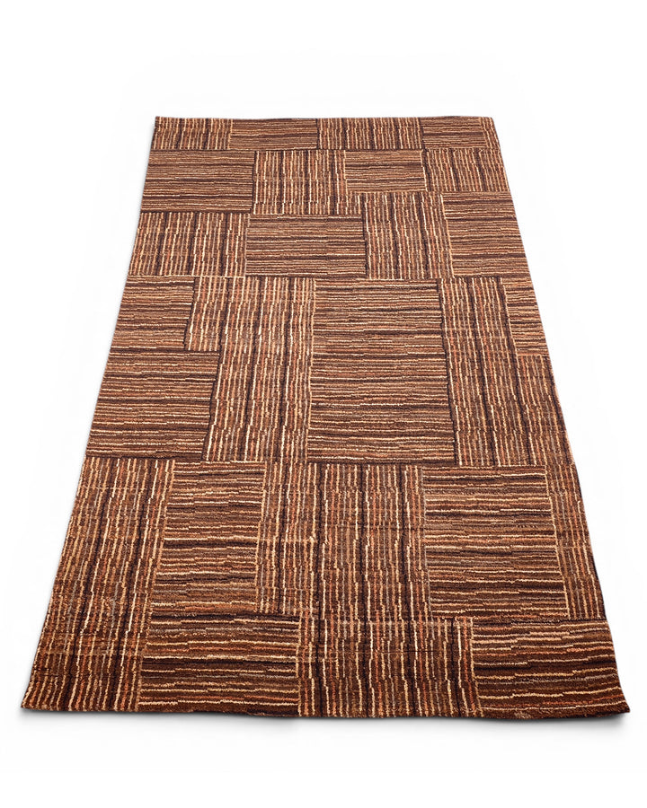 Cinnamon Patchwork Gabbeh, Hand-Knotted Afghan Wool Rug