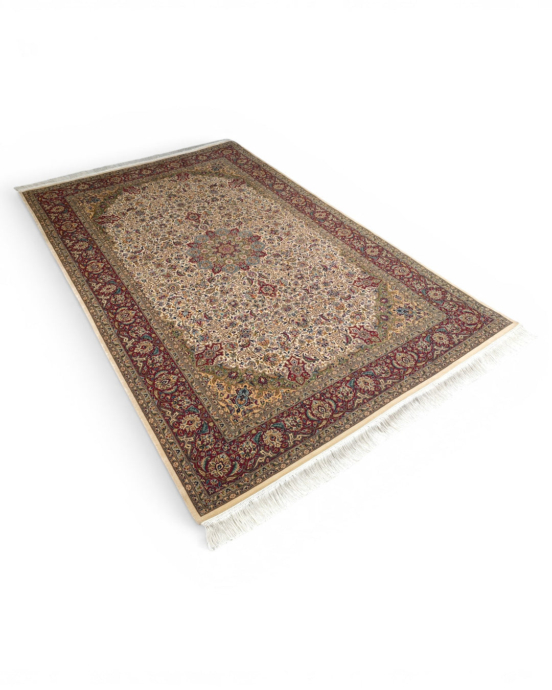 Red Pakistani Double Knot, Hand-Knotted Wool Rug