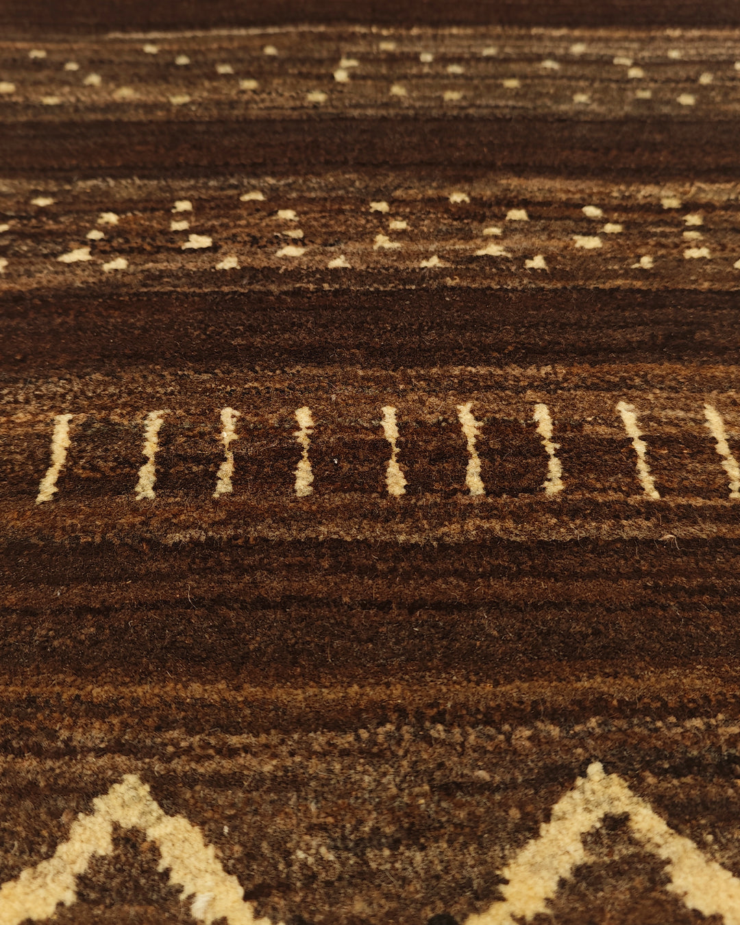Brown Tribal Diamond Gabbeh, Hand-Knotted Afghan Wool Rug