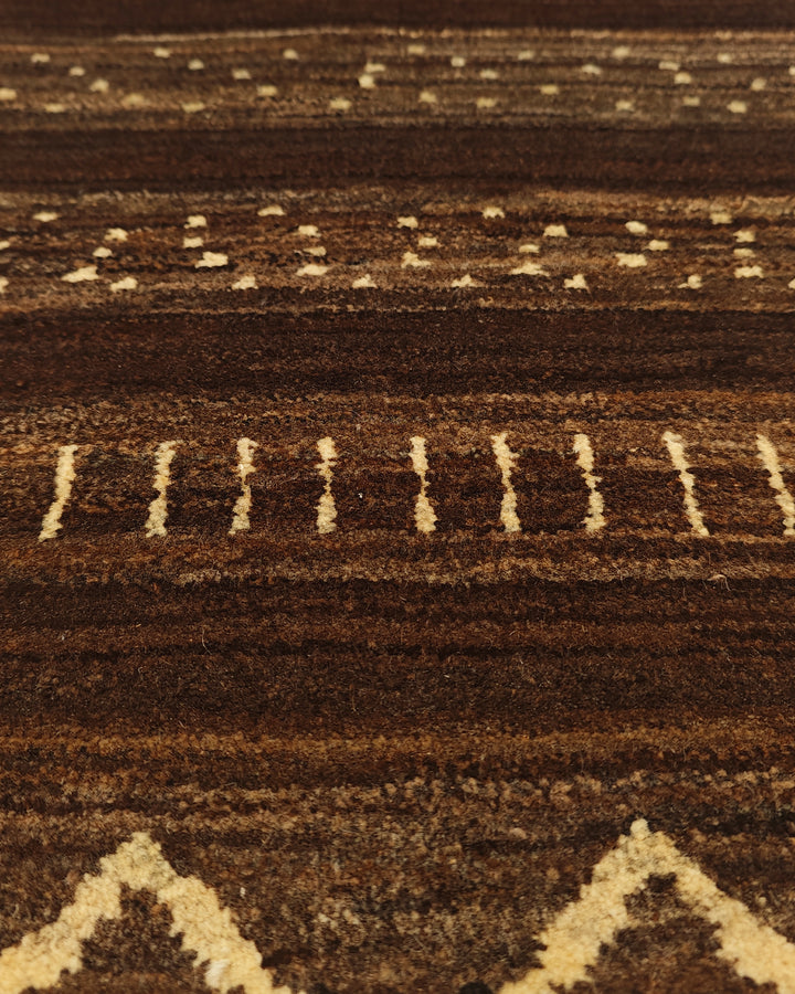 Brown Tribal Diamond Gabbeh, Hand-Knotted Afghan Wool Rug
