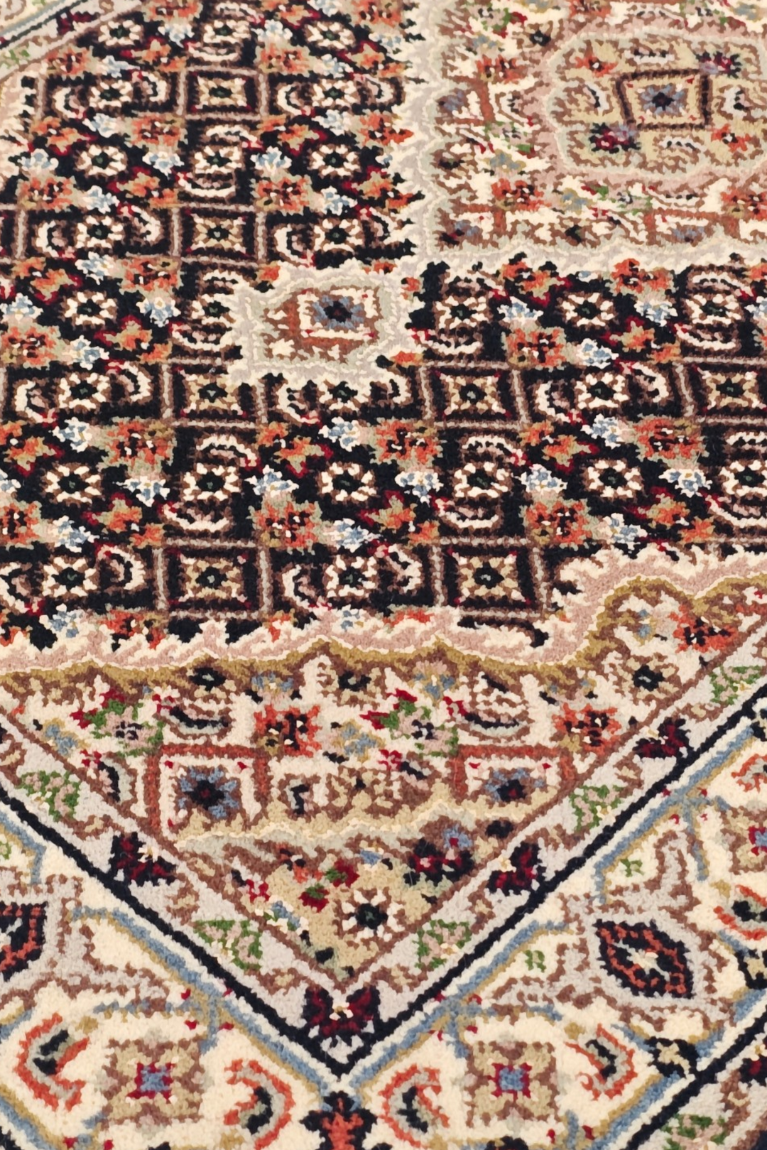 Sandstone and Terracotta Mahi Medallion Tabriz, Hand-Knotted Wool Rug