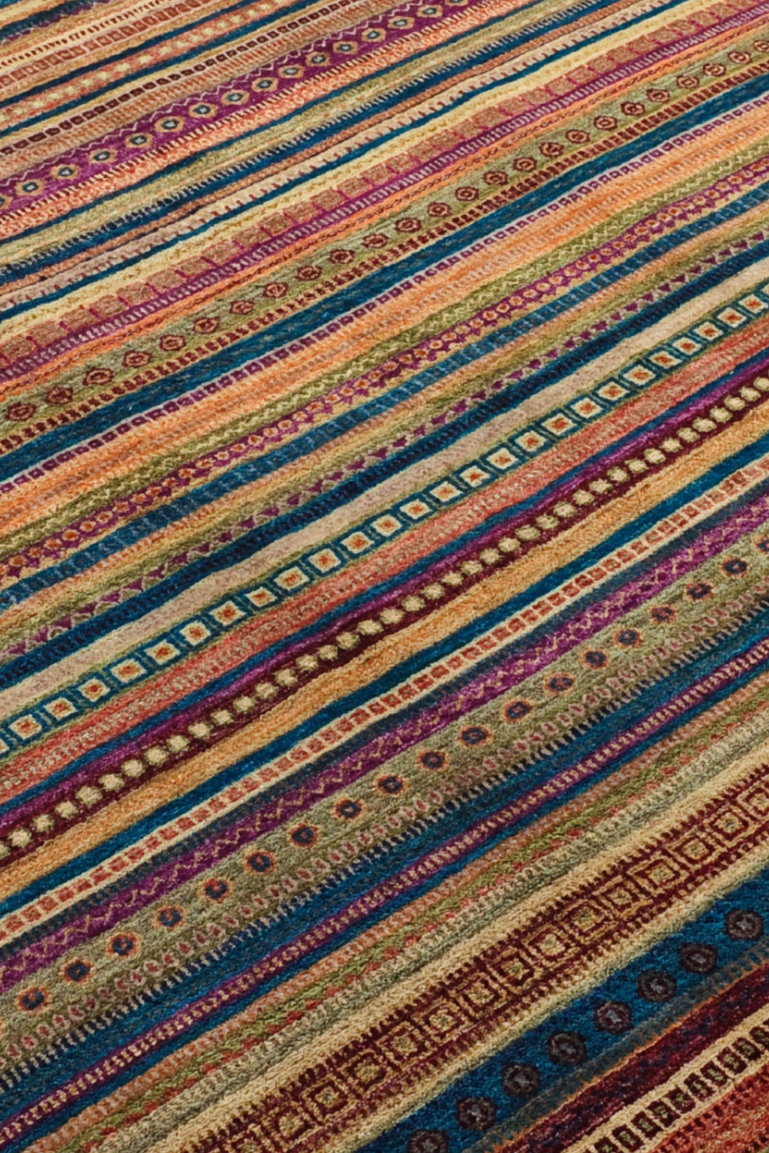 Multicolour Tribal Stripe Ghazni, Hand-Knotted Afghan Wool Rug
