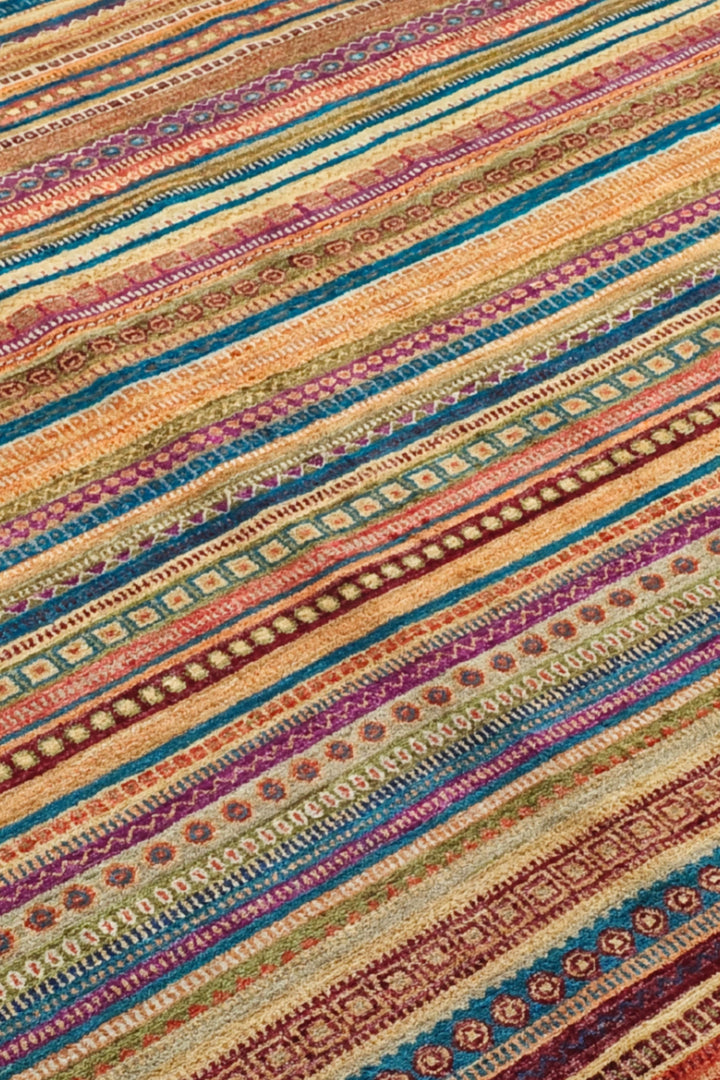 Multicolour Tribal Stripe Ghazni, Hand-Knotted Afghan Wool Rug