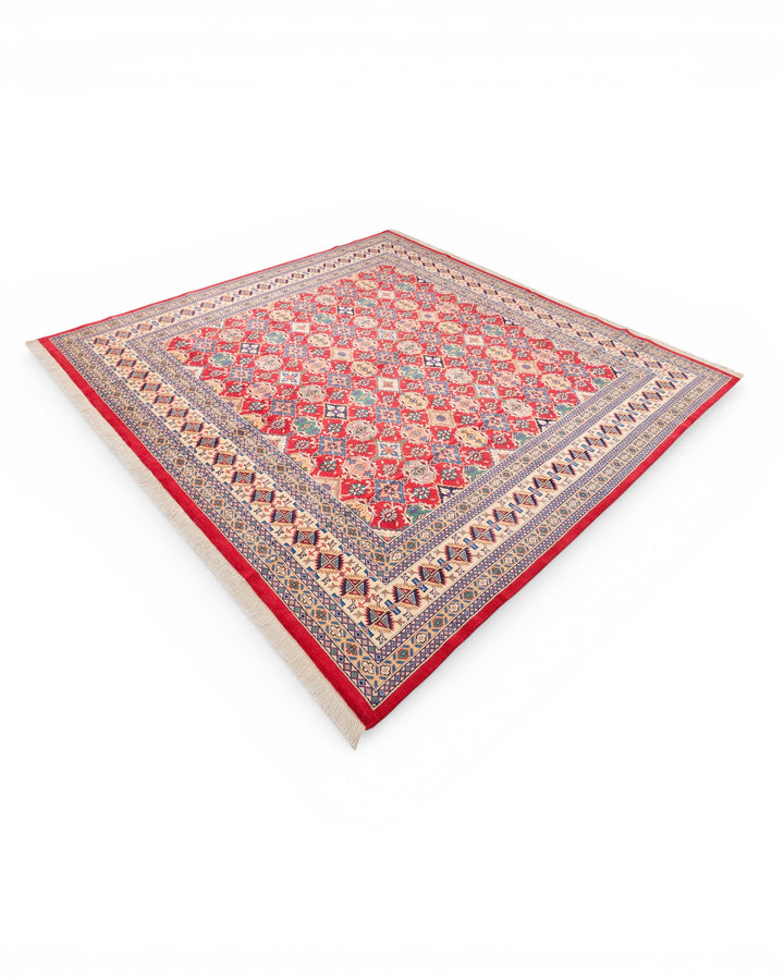 Burgundy Pakistani Jaldar, Hand-Knotted Wool Rug