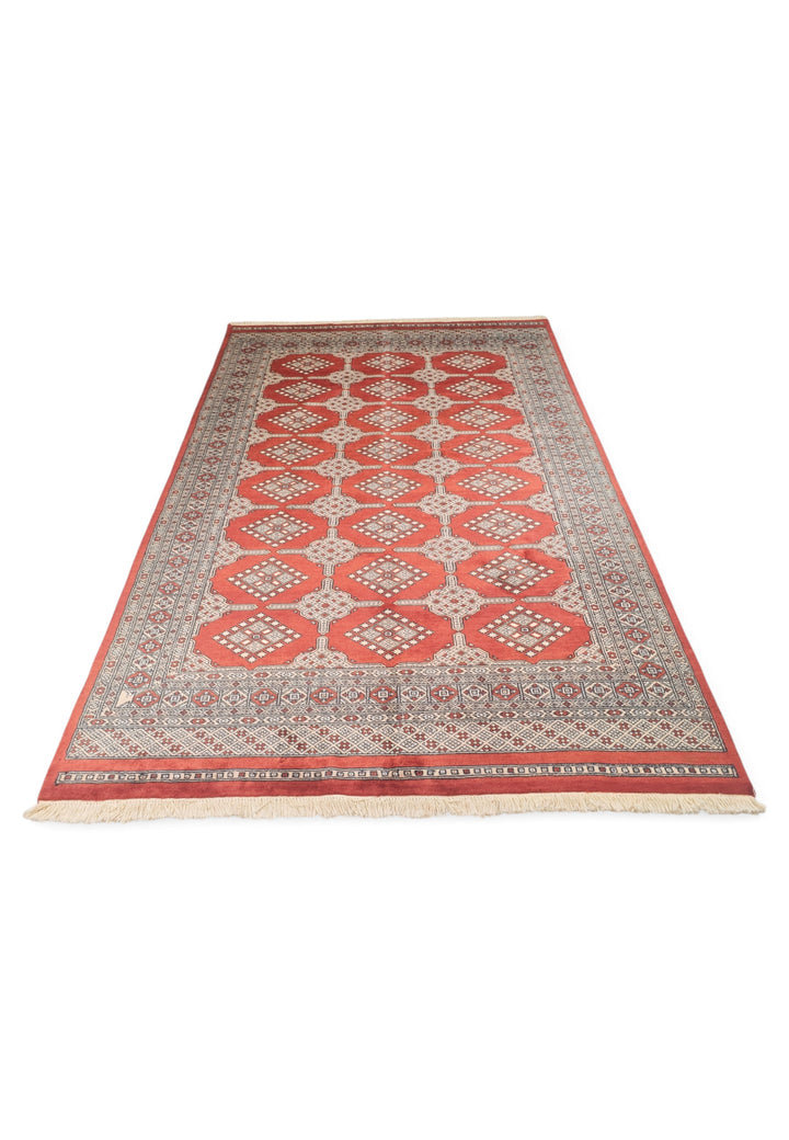 Brick Red and Cream Turkmen Gül Bokhara, Hand-Knotted Wool Rug