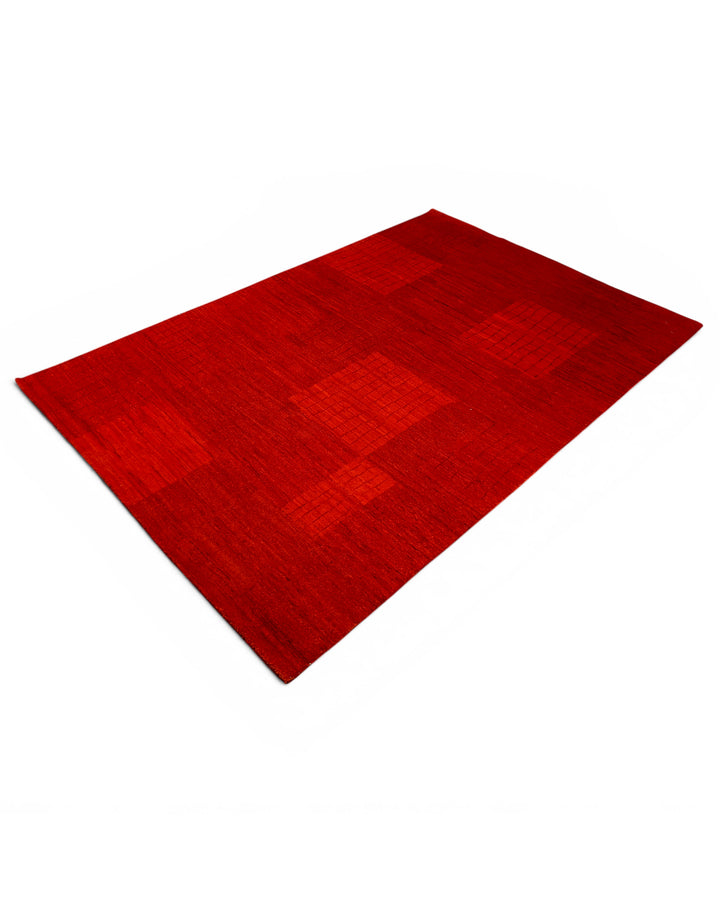 Vermilion Gabbeh, Hand-Knotted Afghan Wool Rug