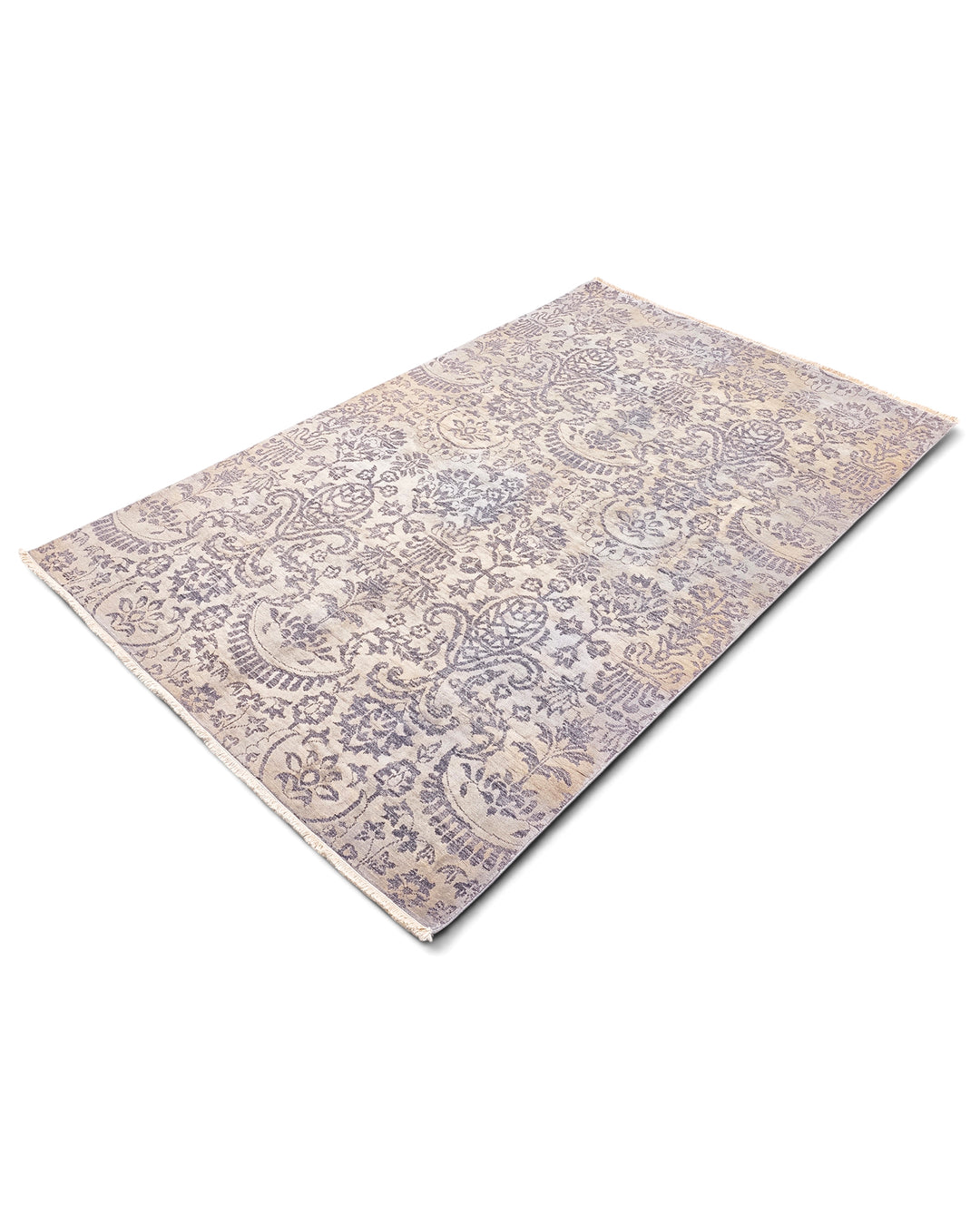 Heather Floral Gabbeh, Hand-Knotted Afghan Wool &amp; Silk Rug