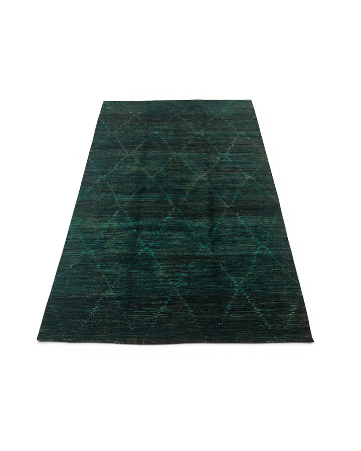 Teal Gabbeh, Hand-Knotted Afghan Wool Rug