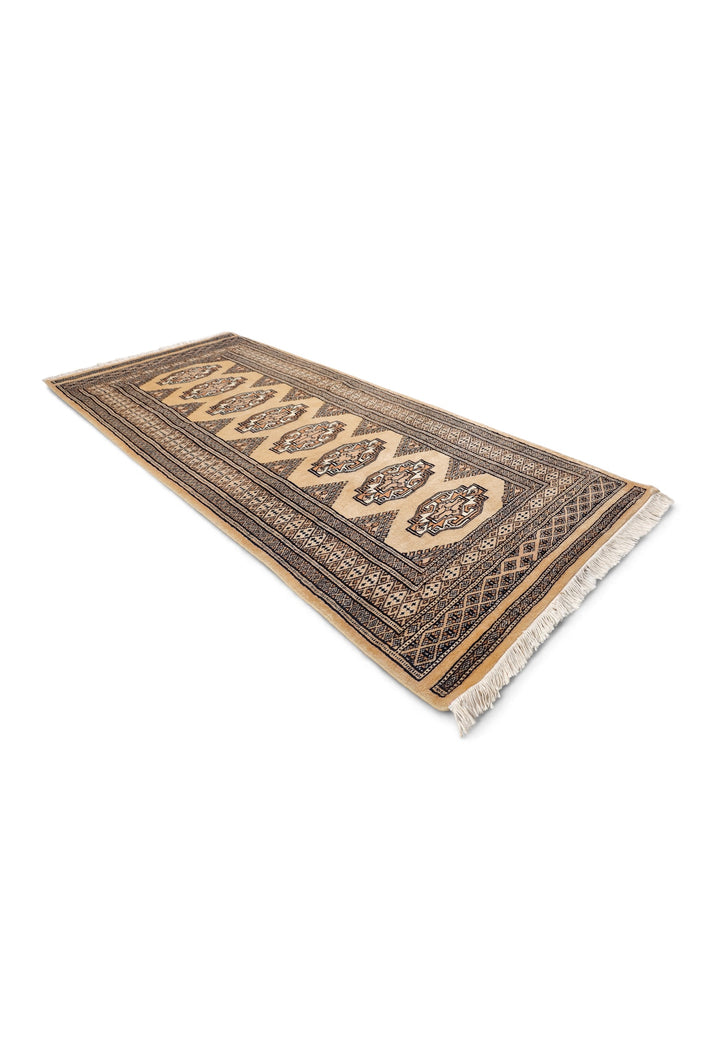 Wheat Gold and Beige Yamoud Rug, Hand-Knotted Wool