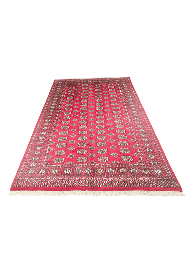 Wine Red Turkmen Gül Bokhara, Hand-Knotted Wool Rug