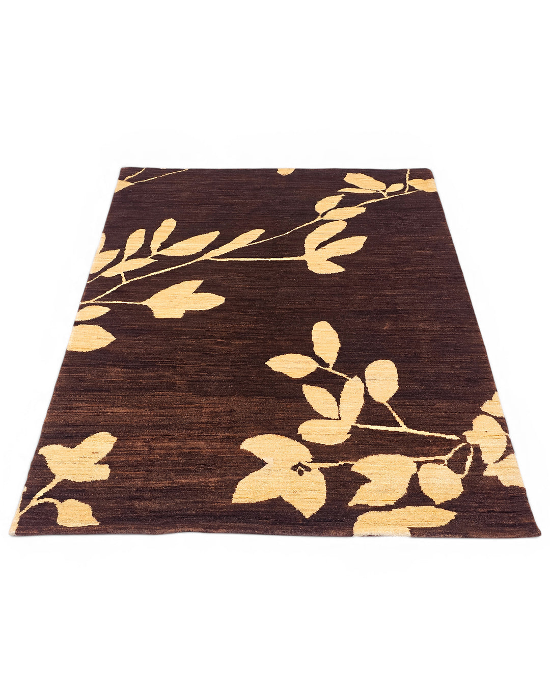 Cocoa Leaf Gabbeh, Hand-Knotted Afghan Wool Rug