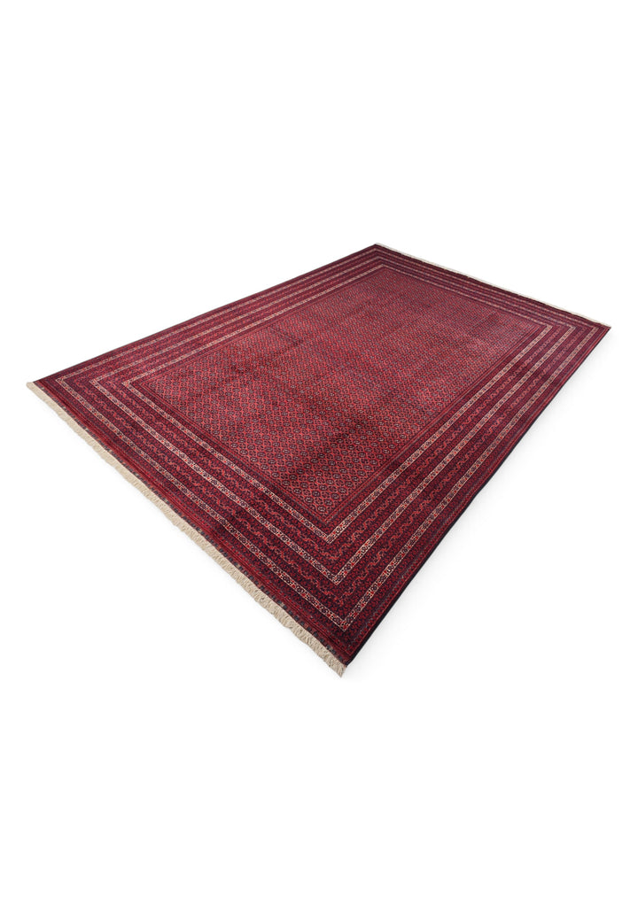 Deep Burgundy Khoja Roshnai, Hand-Knotted Wool Rug