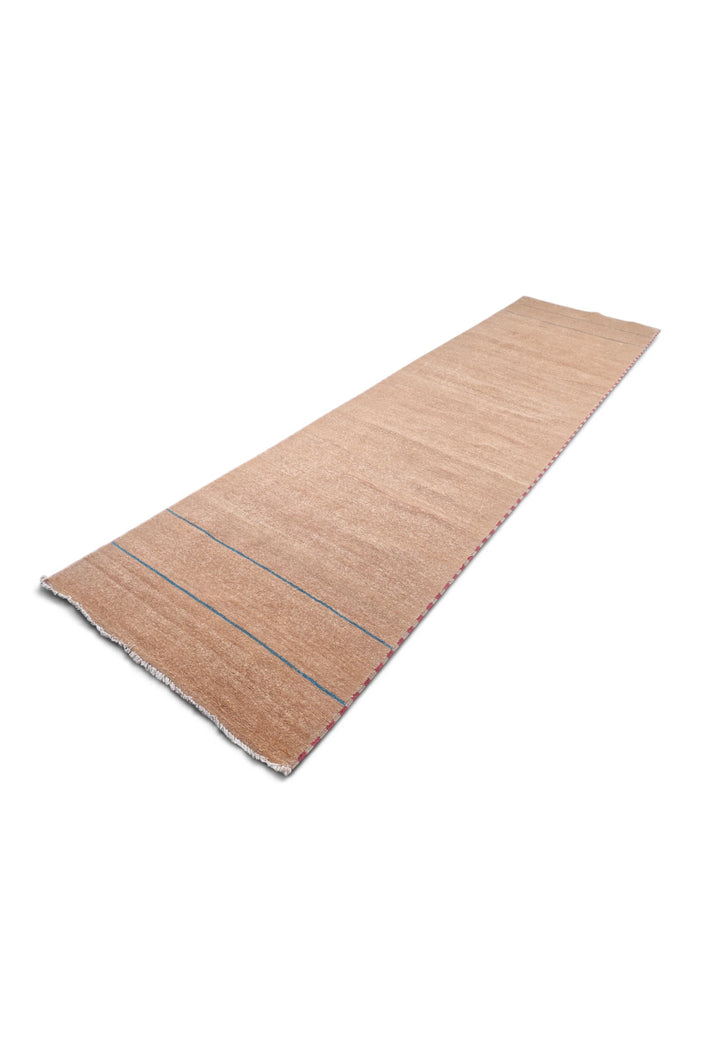 Sand and Slate Blue Stripe Gabbeh, Hand-Knotted Wool Rug