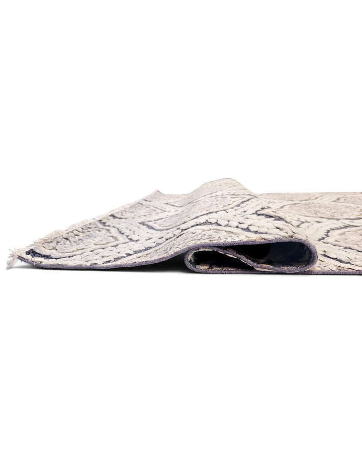 Pearl Damask Gabbeh, Hand-Knotted Afghan Wool &amp; Silk Rug