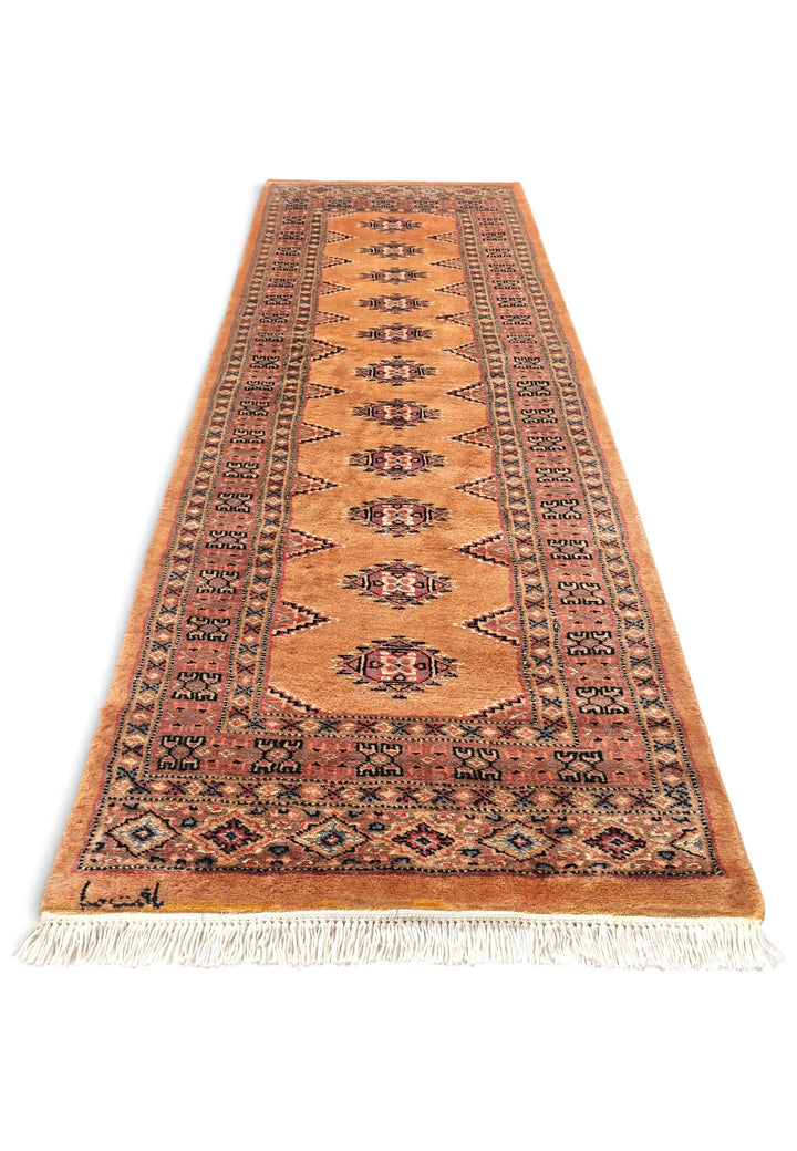 Apricot and Rose Yamoud Gül, Hand-Knotted Wool and Silk Rug