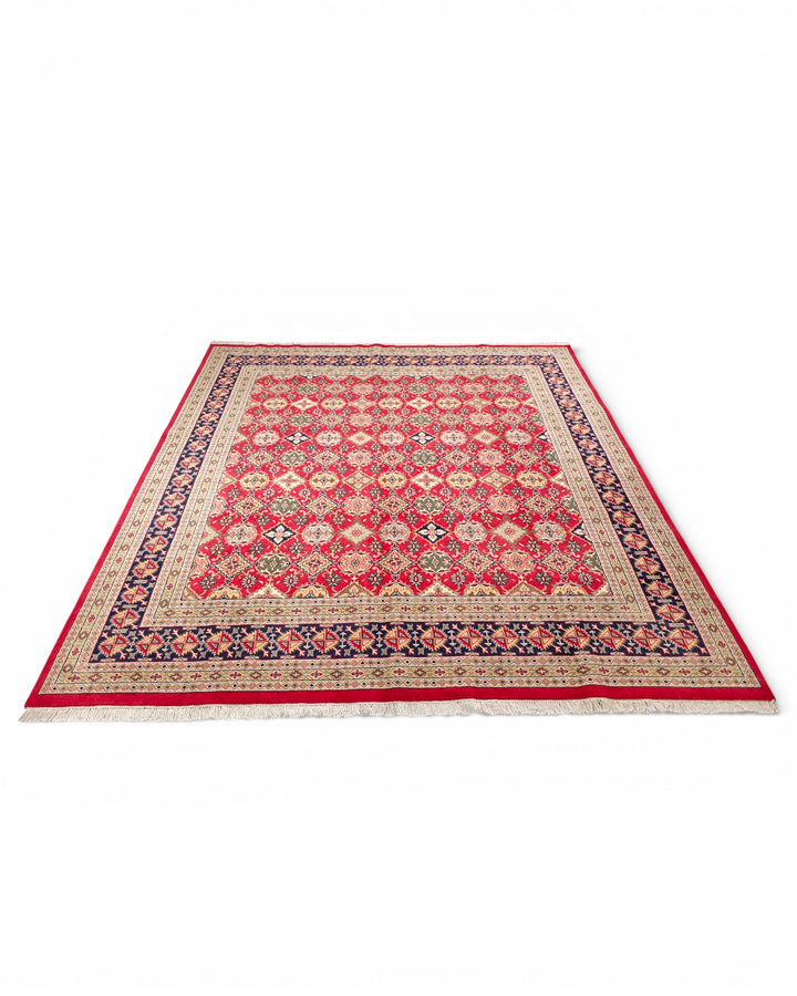 Red Gul Pakistani Bokhara, Hand-Knotted Wool Rug