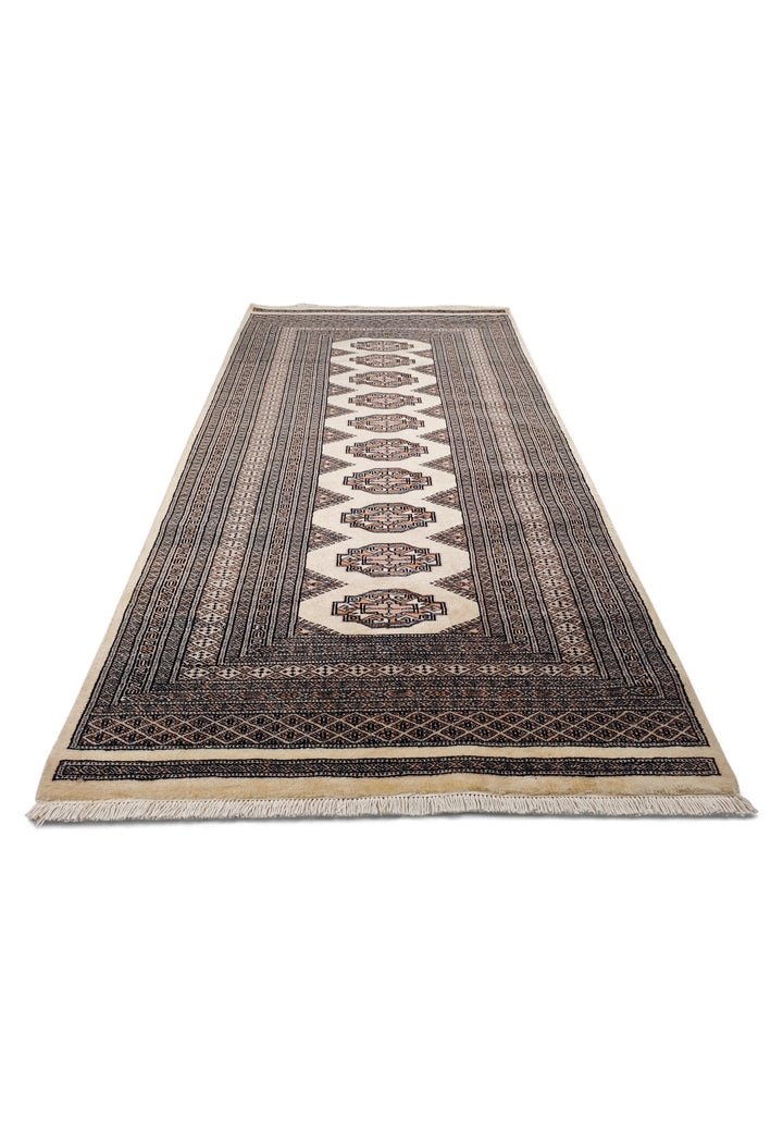 Beige and Brown Yamoud Rug, Hand-Knotted Wool