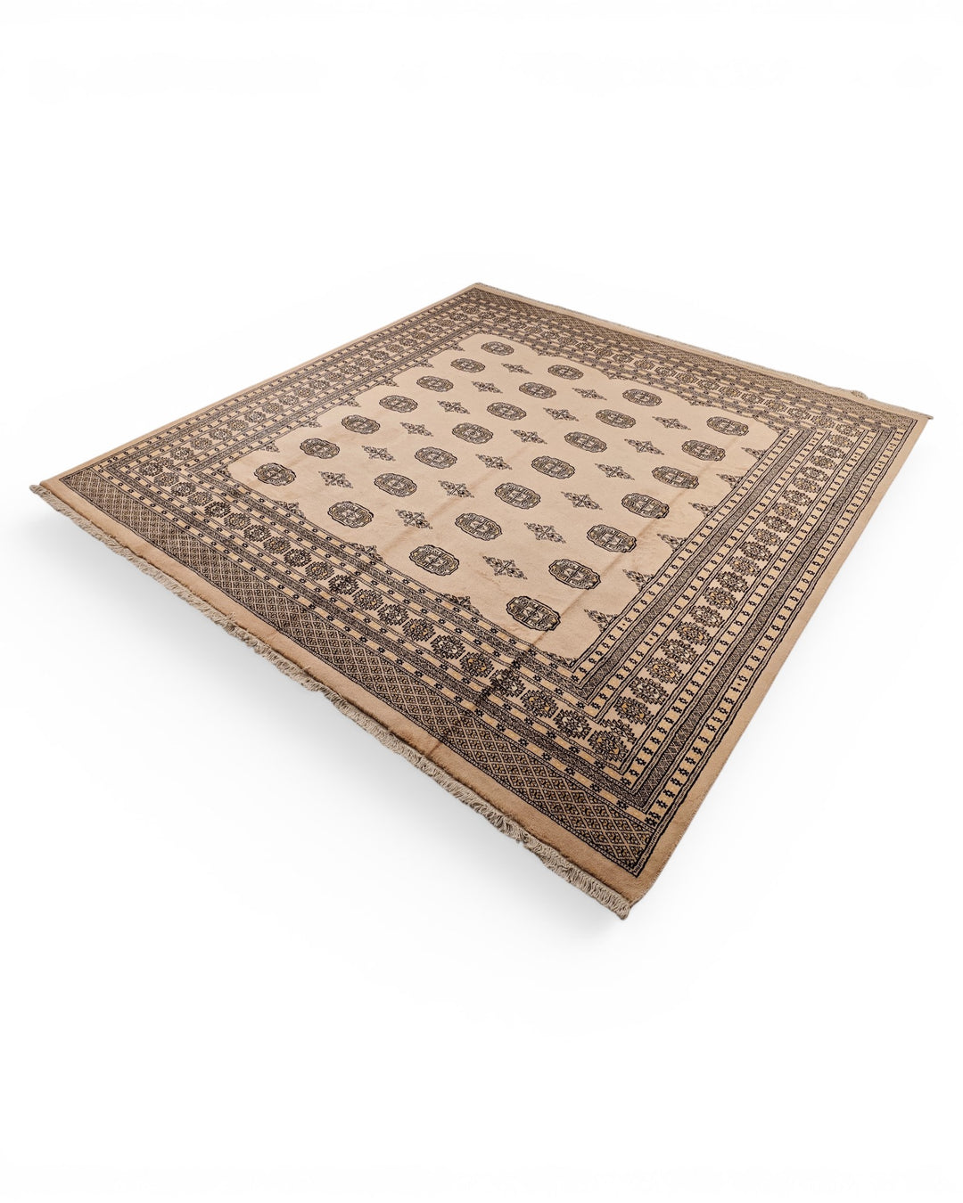 Taupe Gul Pakistani Bokhara, Hand-Knotted Wool Rug