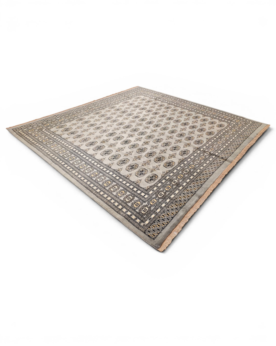 Grey Gul Pakistani Bokhara, Hand-Knotted Wool Rug