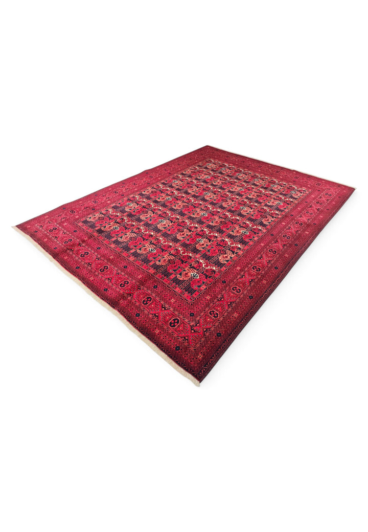 Wine Red Panel Khal Mohammadi Rug, Hand-Knotted Wool