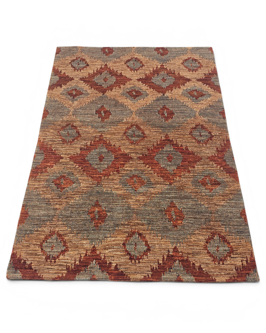 Sienna Ikat Gabbeh, Hand-Knotted Afghan Wool Rug