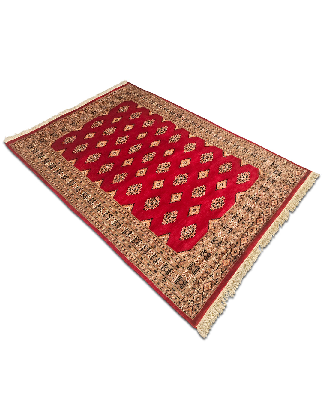 Red Diamond-Gül Jaldar Rug, Hand-Knotted Pakistani Wool &amp; Silk