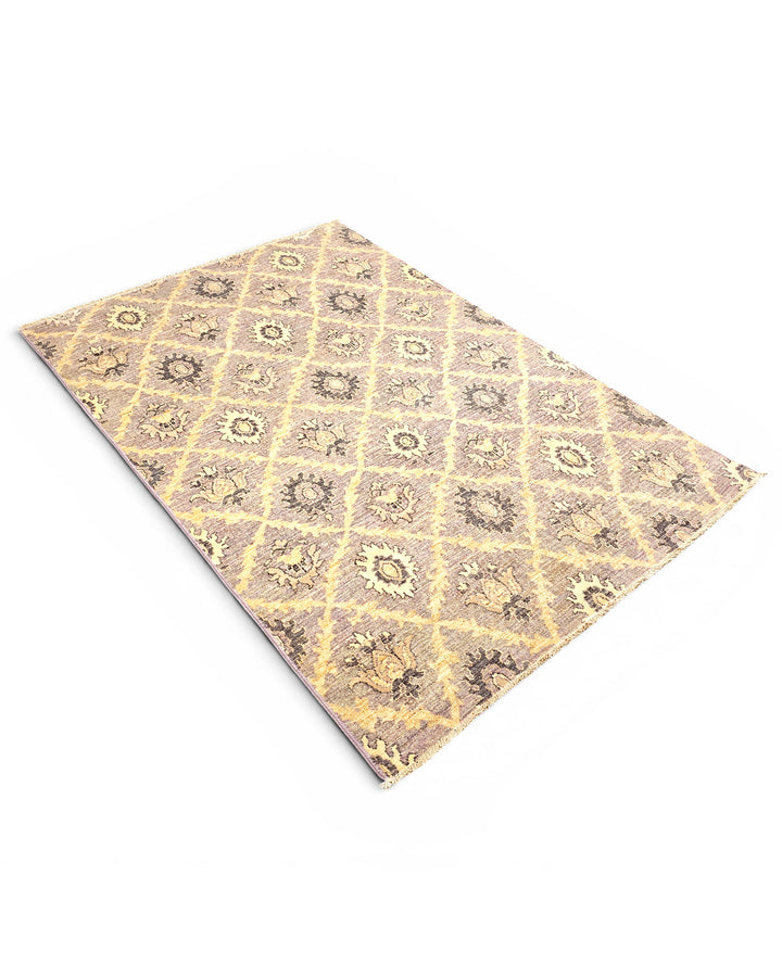 Wisteria Trellis Gabbeh, Hand-Knotted Afghan Wool &amp; Silk Rug