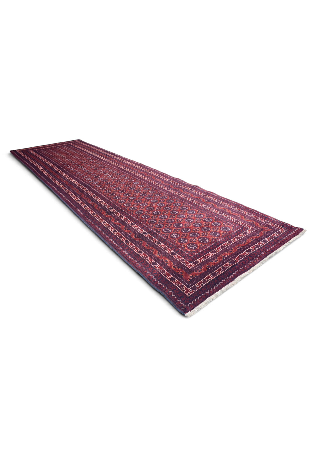 Wine Red Turkmen Gül Khan Muhammadi Runner, Hand-Knotted Wool