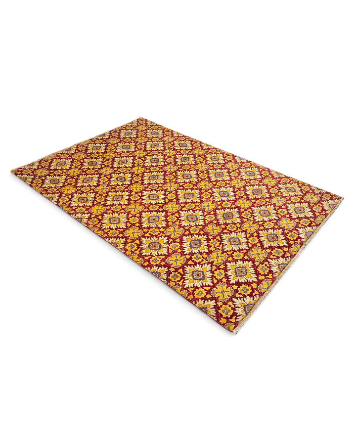 Garnet Bloom Gabbeh, Hand-Knotted Afghan Wool Rug