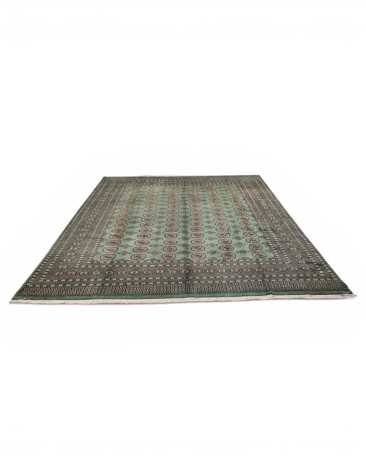 Green Gul Pakistani Bokhara, Hand-Knotted Wool &amp; Silk Rug