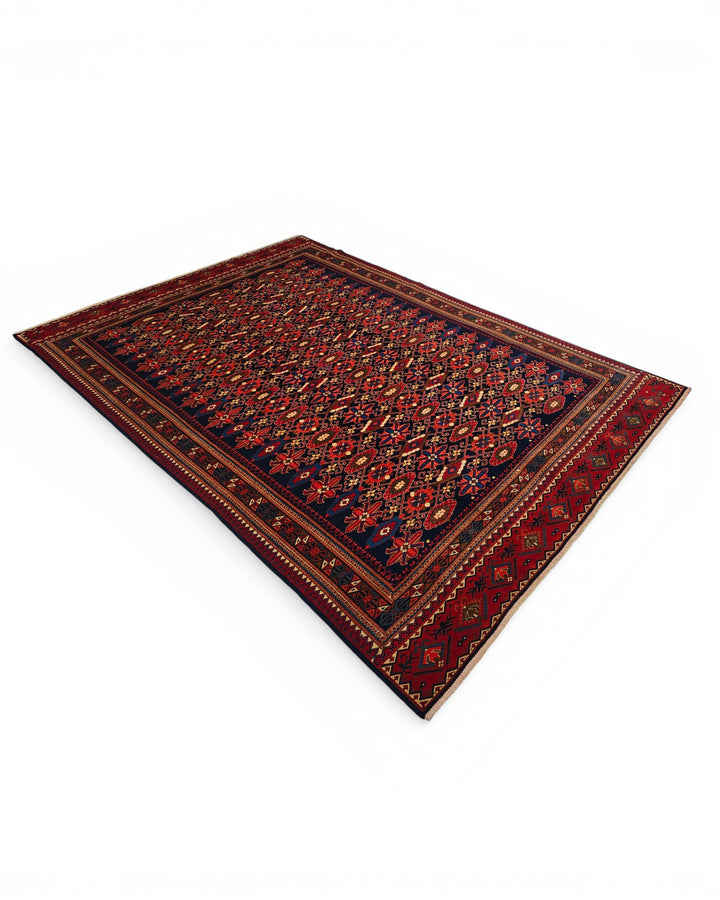 Navy Tribal Pakistani Bokhara, Hand-Knotted Wool Rug