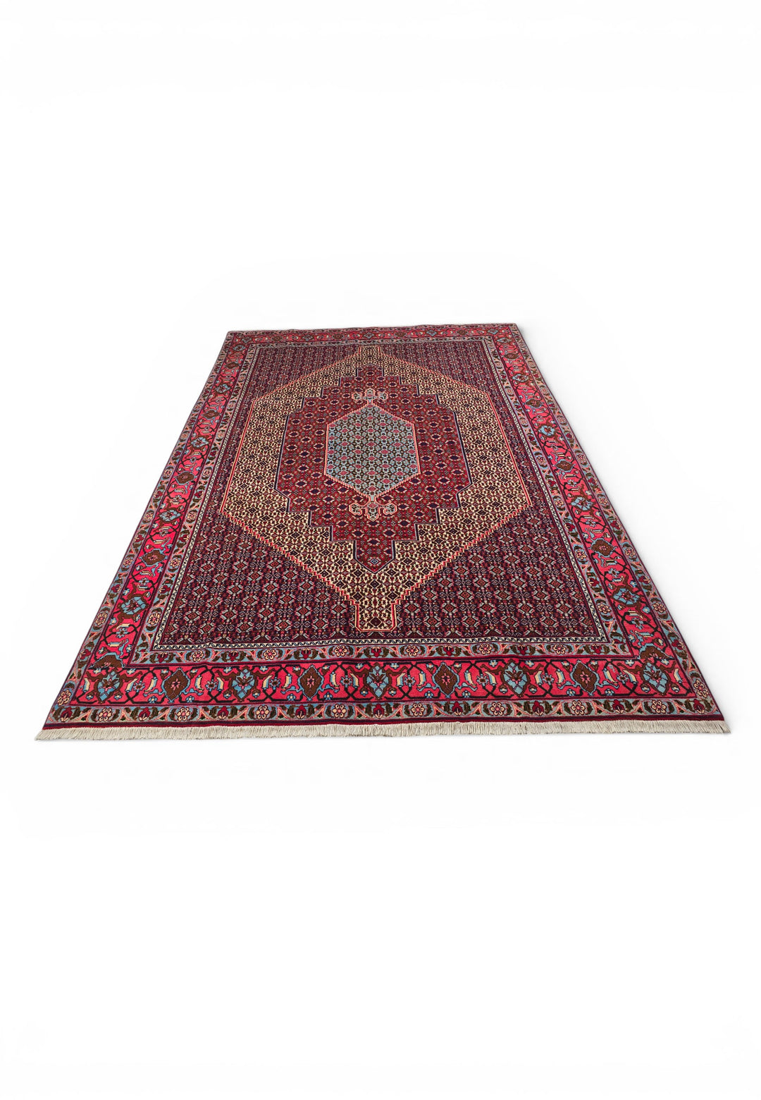 Red Herati Medallion Persian Sabzevar, Hand-Knotted Wool Rug