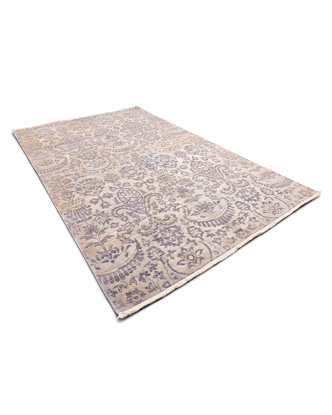 Heather Floral Gabbeh, Hand-Knotted Afghan Wool &amp; Silk Rug