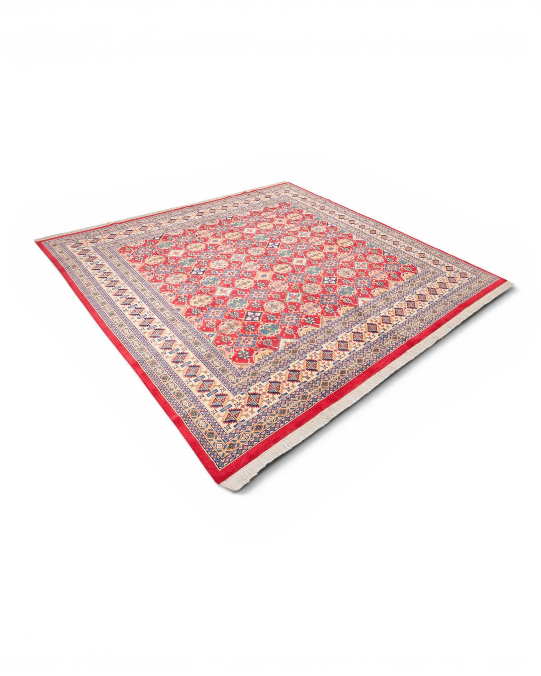 Burgundy Pakistani Jaldar, Hand-Knotted Wool Rug