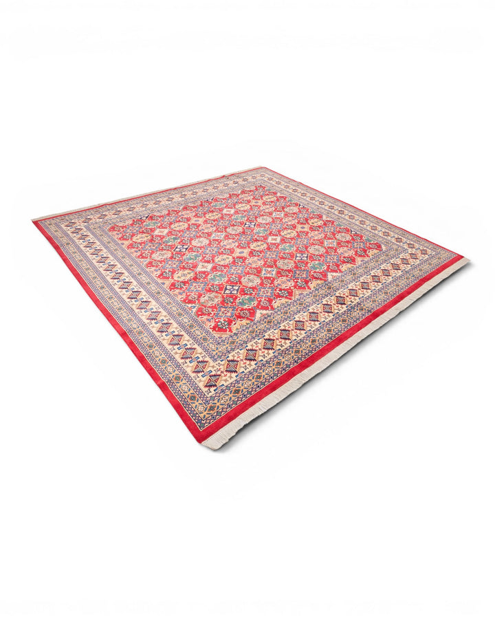 Burgundy Pakistani Jaldar, Hand-Knotted Wool Rug