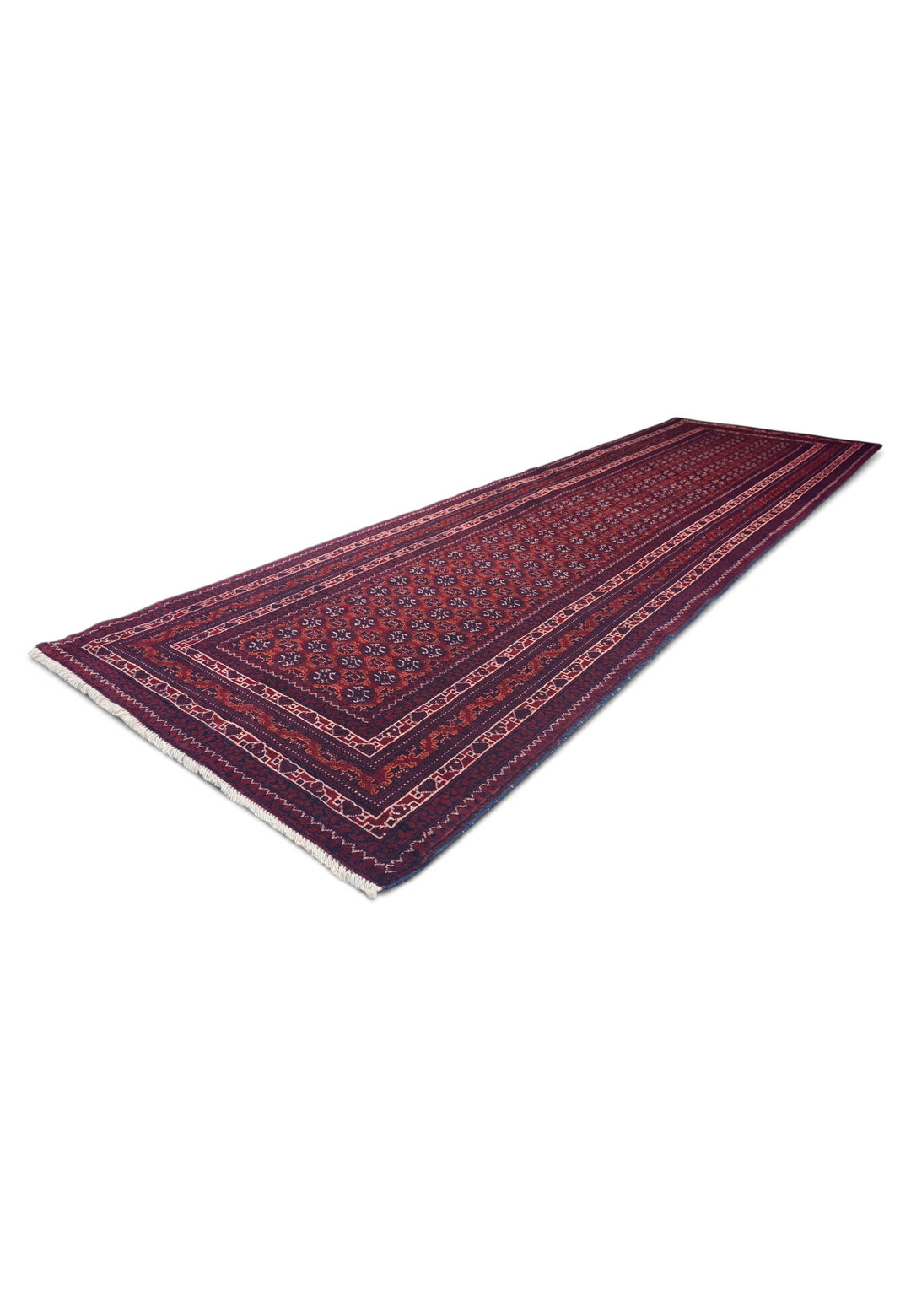 Wine Red Turkmen Gül Khan Muhammadi Runner, Hand-Knotted Wool