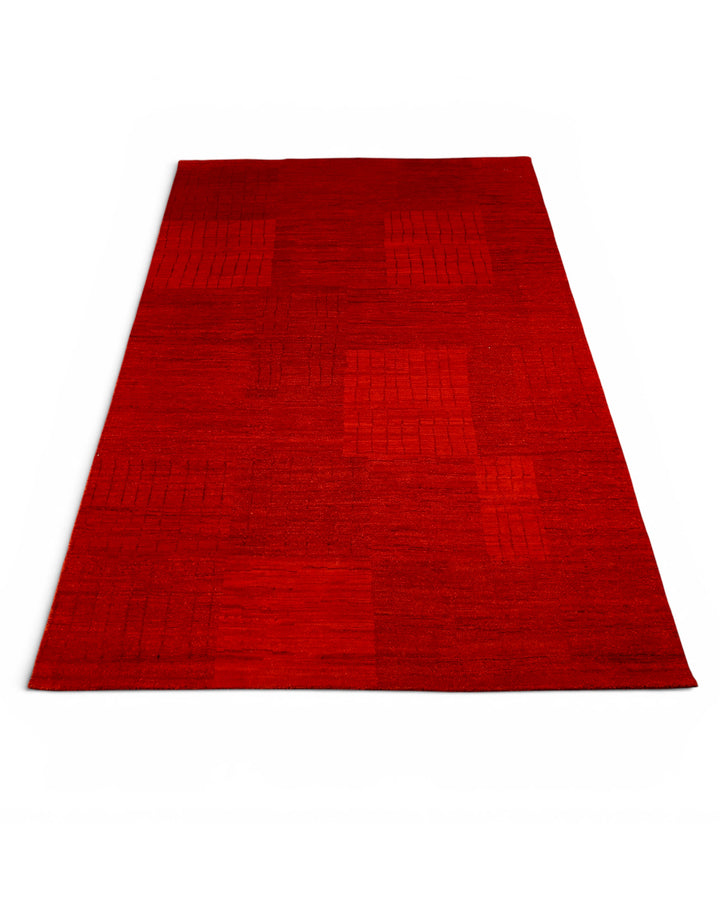 Vermilion Gabbeh, Hand-Knotted Afghan Wool Rug