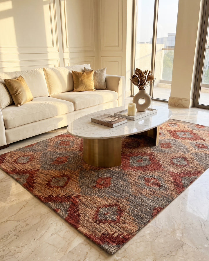 Sienna Ikat Gabbeh, Hand-Knotted Afghan Wool Rug
