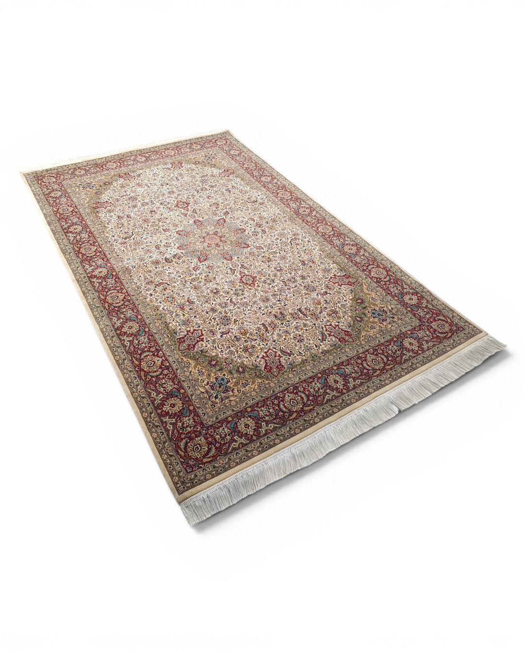 Red Pakistani Double Knot, Hand-Knotted Wool Rug