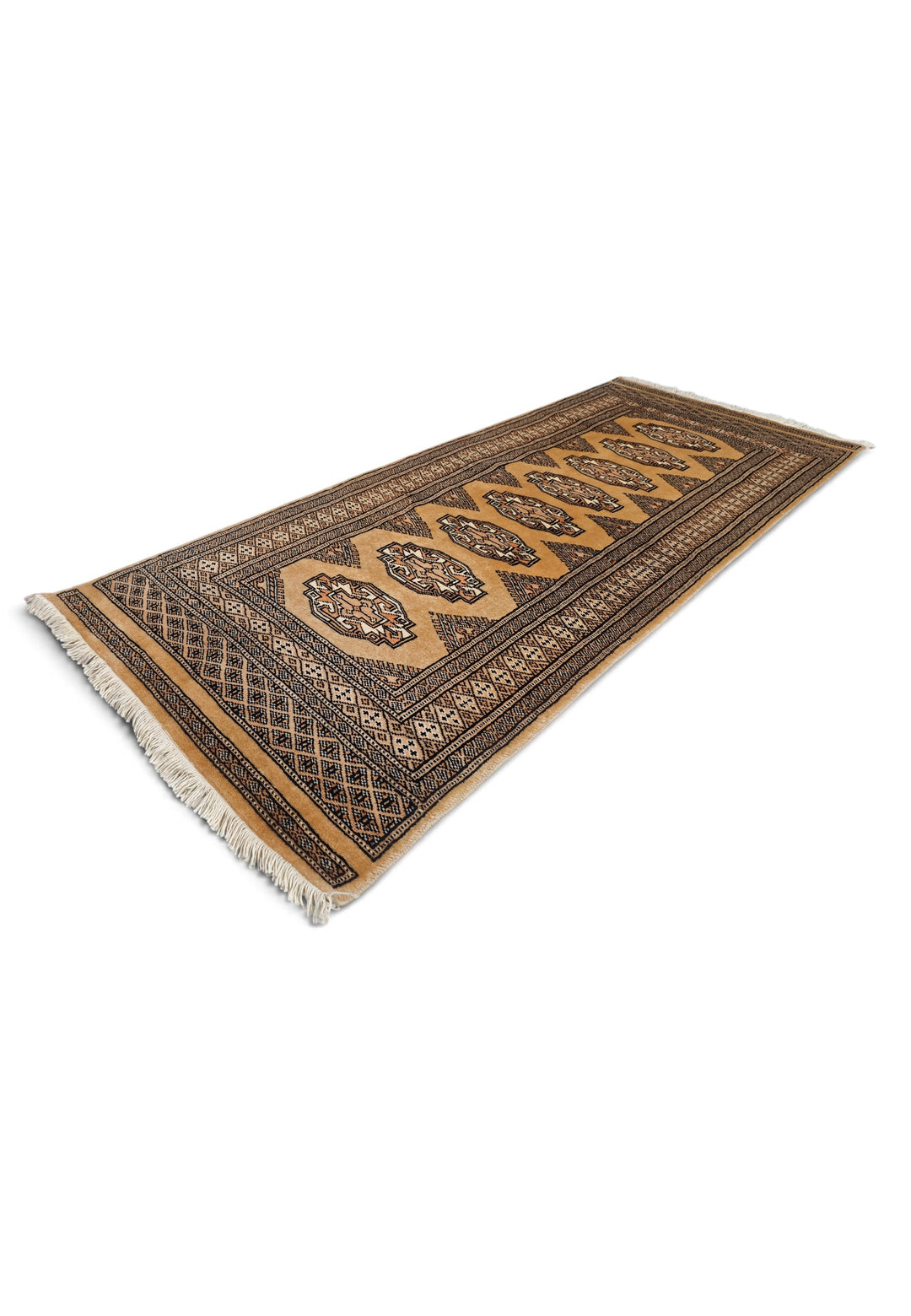 Golden Tan and Beige Yamoud Rug, Hand-Knotted Wool
