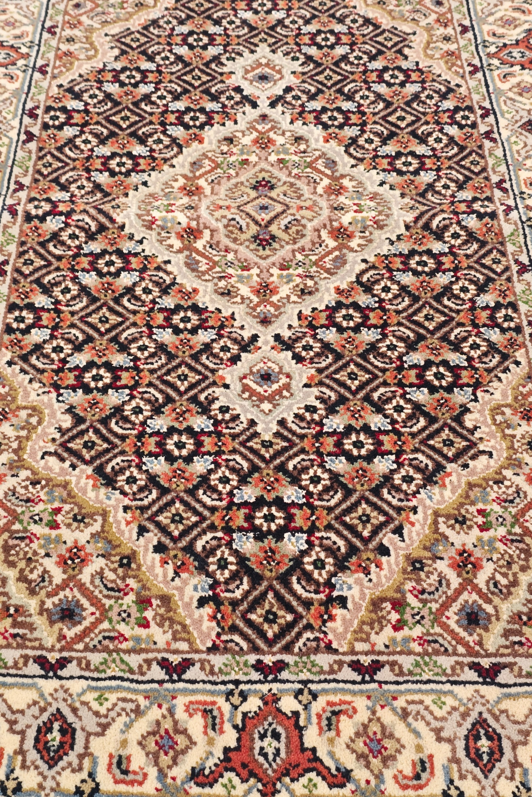 Sandstone and Terracotta Mahi Medallion Tabriz, Hand-Knotted Wool Rug