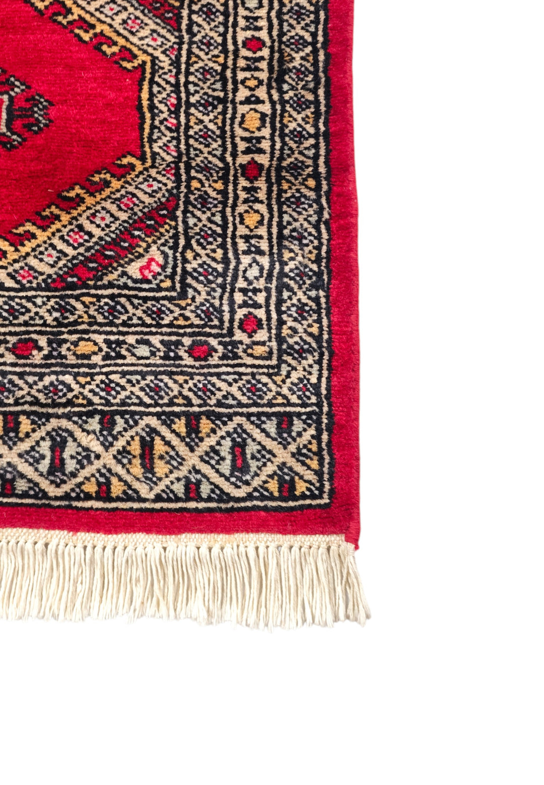 Ruby Red and Ivory Diamond Gül Jaldar Rug, Hand-Knotted Wool