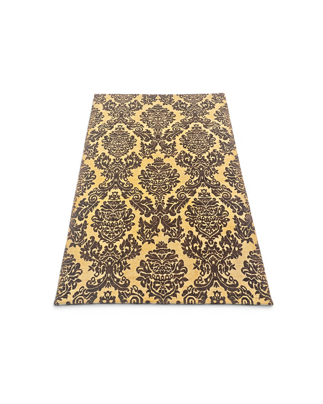 Gold Gabbeh, Hand-Knotted Afghan Wool Rug