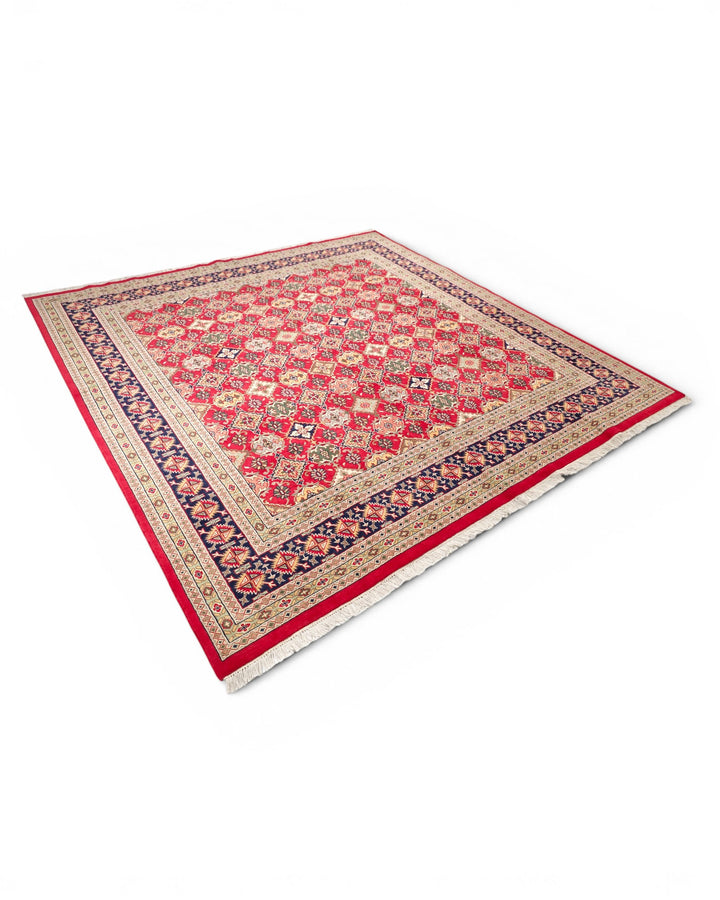 Red Gul Pakistani Bokhara, Hand-Knotted Wool Rug