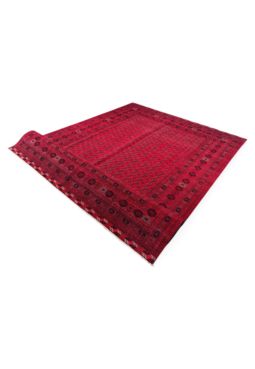 Crimson Turkmen Gül Khal Mohammadi Rug, Hand-Knotted Wool